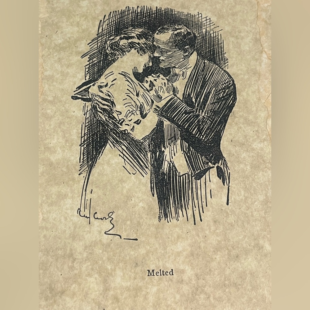 Vintage C Allan Gilbert “Melted” Framed Romantic Couple Art 1900s Signed - Picture 4 of 10